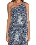 Halston Heritage One Shoulder Printed Gown - Lyst