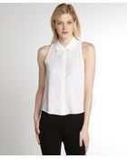 Equipment White 'Mina' Front Eyelet Embroidery Sleeveless Blouse - Lyst