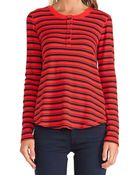 Splendid Navy Stripe Thermal Henley - Lyst