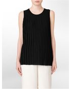 Calvin Klein Pleated Sleeveless Scoopneck Top - Lyst