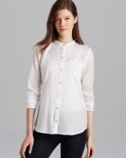 Eileen Fisher Mandarin Collar Boxy Shirt - Lyst