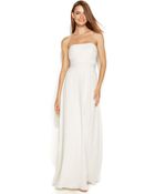 Calvin Klein Strapless Pleated Bridal Gown - Lyst