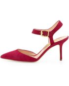 Rupert Sanderson Suede Ankle-Strap Pump - Lyst