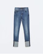 Zara Jeans With Turn-Up Cuffs - Lyst