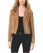 Michael Kors Leather Quilted Moto Jacket - Lyst
