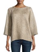 Michael Kors Linen-Blend 3/4-Sleeve Top - Lyst