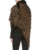 Sofia Cashmere Fox Furtrim Leopardprint Shawl - Lyst