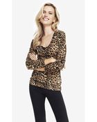 Express Leopard Print Fitted V-Neck Sweater - Lyst