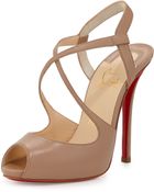 Christian Louboutin Leather Crisscross Red Sole Sandal - Lyst