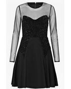 French Connection Moondust Sheer Sequinned Dress - Lyst