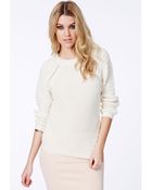 Missguided Coneisha Rib Panel Jumper in Cream - Lyst