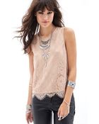 Forever 21 Lace Chiffon-Back Tank - Lyst