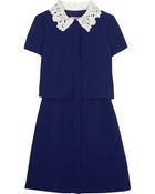 Oscar de la Renta Lace-Trimmed Wool Dress - Lyst