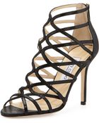 Jimmy Choo Fiesta Lizard-print Cage Sandal - Lyst
