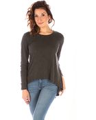 Wilt Clothing Wilt Long Sleeve Slub Asymmetrical Hem Tee In Vintage Black - Lyst