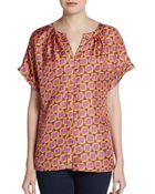 Lafayette 148 New York Printed Silk Blouse - Lyst