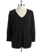 Two By Vince Camuto Studded Dolman Top - Lyst