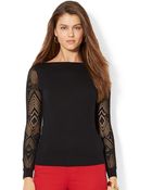 Lauren by Ralph Lauren Petite Pointelle Knit Sweater - Lyst