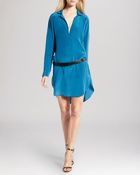 Halston Heritage Dress - Belted Split Back Silk Shirt - Lyst