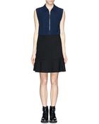 Sandro 'Raison' Zip Front Crepe And Jersey Combo Dress - Lyst
