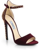 Prada Studded Suede Ankle-Strap Sandals - Lyst