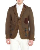 Junya Watanabe Olive Mixed Media Two-Button Sport Coat - Lyst