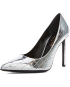 Saint Laurent Paris Crocodile Embossed Calfskin Leather Pumps - Lyst