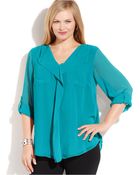 Calvin Klein Plus Size Long-Sleeve Ruffled Blouse - Lyst
