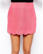 Asos Linen Mini Skirt With Scallop Hem - Lyst