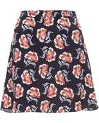 Topshop Navy Floral Silk Skirt By Boutique - Lyst