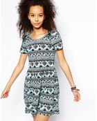 Asos Petite Skater Dress In Geo-Tribal Print - Lyst