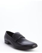 Prada Black Leather Slip On Loafers - Lyst