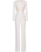 Elie Saab White Stretch Cady and Lace Jumpsuit - Lyst