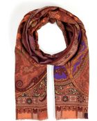 Etro Wool-Silk Paisley Print Scarf - Lyst