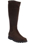 Gucci Brown Suede Web Stripe Boots - Lyst