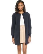 MSGM Neoprene Coat - Navy - Lyst