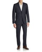 Saks Fifth Avenue Black Slim-Fit Tonal Windowpane Check Wool Suit - Lyst