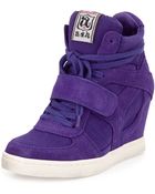 Ash Suede & Canvas Wedge Sneaker - Lyst