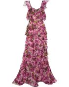 Oscar de la Renta Floral-Print Silk-Organza Gown - Lyst