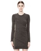 Alexander Wang Mohair Jersey Long Sleeve Dress With Twist Drape - Lyst