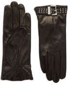 Michael Kors Buckle Accented Leather Gloves - Lyst