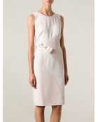 Paule Ka Bow Detail Pencil Dress - Lyst
