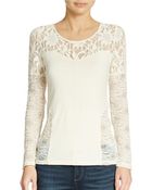 Free People Lace Trimmed Stretch Top - Lyst