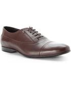 Versace Dark Brown Leather Oxfords - Lyst