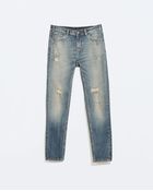 Zara Cropped Medium Rise Jeans - Lyst