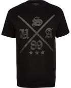 River Island Black Usa 89 Print Mesh Overlay T-Shirt - Lyst