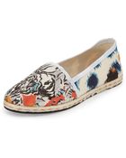 Kenzo Tiger-Print Canvas Espadrille Flat - Lyst