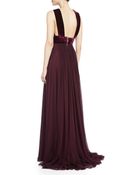 Elie Saab Halter Gown With Velvet Trim - Lyst