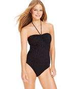 Ralph Lauren Lauren Crochet Halter Onepiece Swimsuit - Lyst