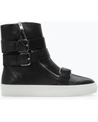 Zara Soft Leather Zipped Bootie - Lyst